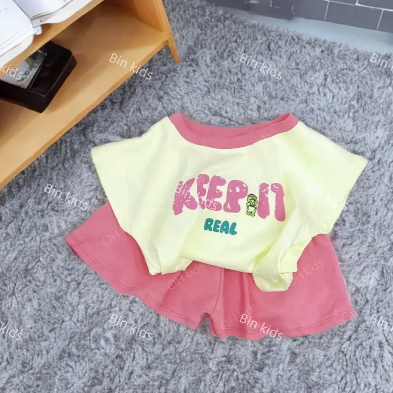 Bộ bé gái mẫu Keep it, vải thun cotton, phong cách dễ thương, năng động cho bé gái (5-18kg) Sandal Quần