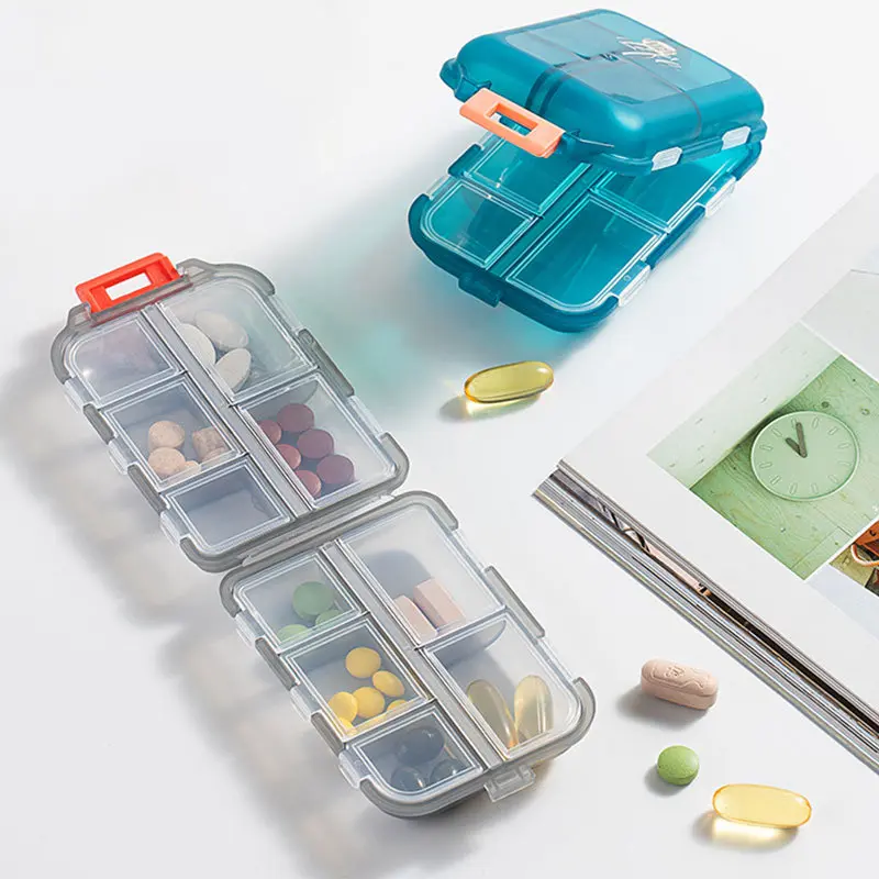 Double-Layer Pill Box, Portable Medication Organizer, Transparent Compartment, Sealed Medicine Storage Box