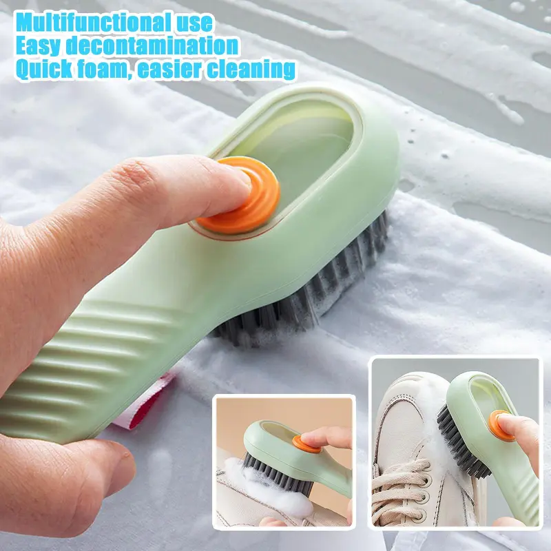 Bàn Chải Làm Sạch Giày, Thiết Kế 2in1, Có Ngăn Xà Phòng Tích Hợp, Dụng Cụ Chà Bông Lông Mềm, Thích Hợp Cho Gia Đình, Lý Tưởng Cho Việc Giặt Là Và Sử Dụng, R8A8 4
