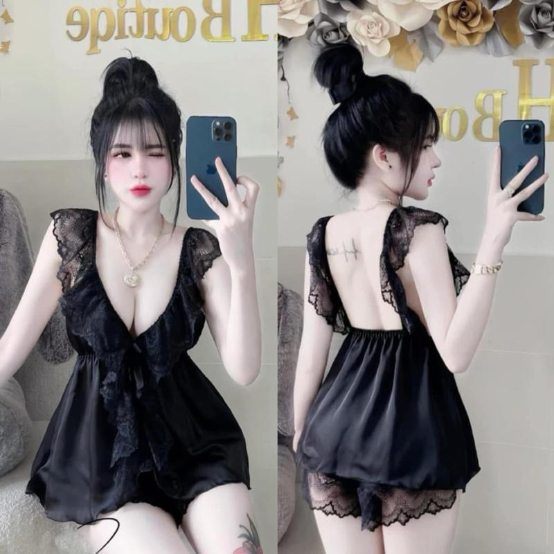 Bộ đồ ngủ nữ ren bèo bigsize từ 43-70kg ( TẶNG KÈM MÚT)