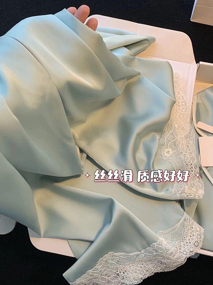 Product Introduction of Bộ Đồ Ngủ Ngọt Ngào Dành Cho Nữ, Hàng Mới Về Năm 2025, Được Làm Bằng Chất Liệu Lụa Lạnh Dài Tay Và Quần Dài, Bộ Đồ Mặc Ở Nhà Gợi Cảm, Thích Hợp Cho Mùa Xuân Và Mùa Thu, Lý Tưởng Cho Mùa Hè 9