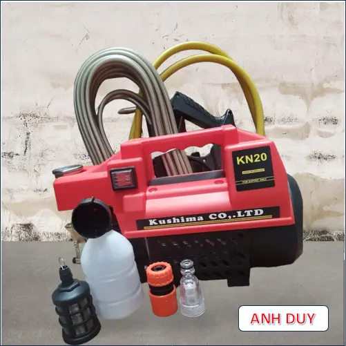 Máy rửa xe mini gia đình KUSHIMA công suất 3500W - Tặng bình tạo bọt - Bảo hành 12 tháng Lau Xe 0