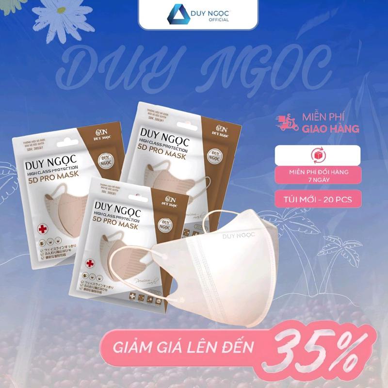 [Đa Kho] - Thùng 600 Chiếc Khẩu Trang 5D Duy Ngọc 3 Lớp Kháng Khuẩn, Chống Bụi Mịn và Tia UV - Hàng Chính Hãng Cao Cấp (Túi Mới 20pcs) 1