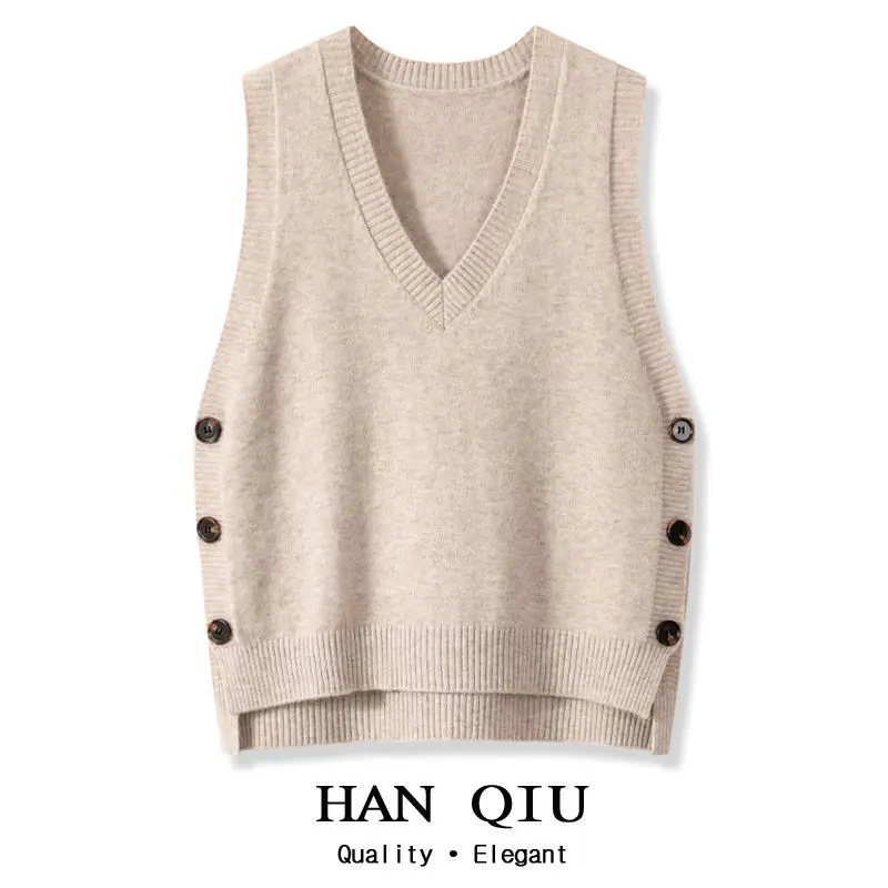 Áo Vest Dệt Kim Cổ Chữ V Cổ Điển Dành Cho Nữ, Phong Cách Thu Đông, Phong Cách Phương Tây, Màu Trơn Trang Phục Thường Ngày Áo Len Nữ, Áo Ghi Lê, Hàng Mới Về 2024, Có Thể Mặc Ngoài Trời Women Top 0
