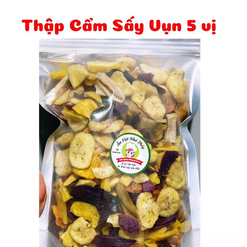 500g Trái Cây Sấy Khô Thập Cẩm 5 Vị hàng vụn vừa - Thơm Giòn vị ngọt tự nhiên đóng gói bằng túi zipper bạc Ăn Vặt