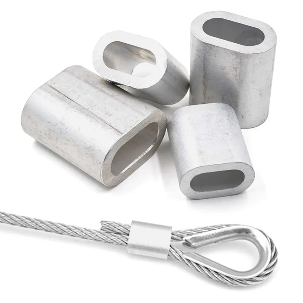 Lengan Pengepit, 10-50Pcs, M1 hingga M12, Klip Pembetul Baharu, Perkakasan untuk Ferrules Wayar, Diperbuat daripada Aluminium, Klip Kabel Bujur, Sesuai untuk Tali Dawai Keluli