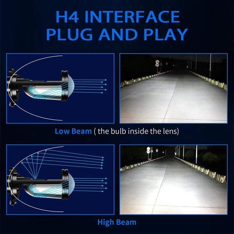 Product Introduction of Y6 Turbo Fan H4 LED Headlights Car H4 Mini Projector Lens 6000K Super Bright 20000LM Hi Lo Beam Bulb LED Lights Car Light Lamp 10