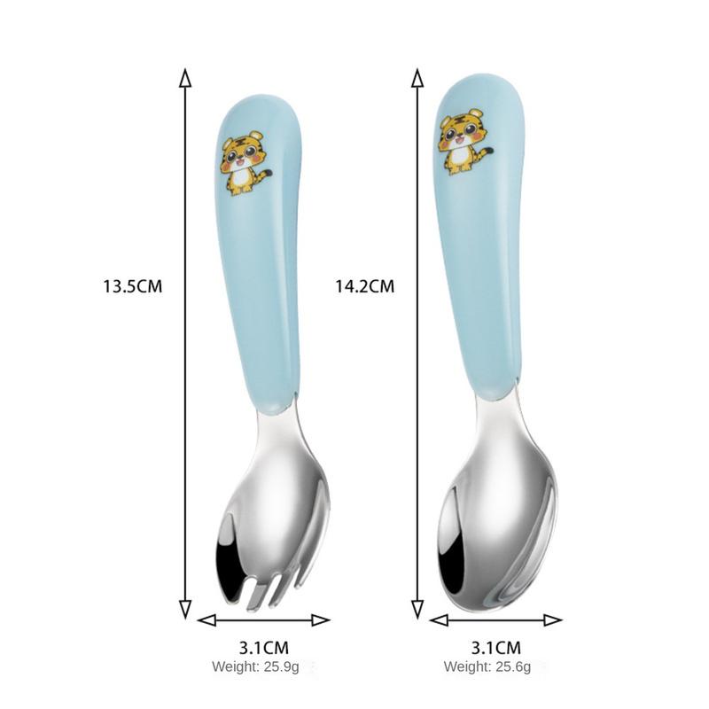 Product Introduction of Bộ Đồ Ăn Hoạt Hình Cho Trẻ Em, 3 Cái, Bao Gồm Nĩa Và Thìa, Được Làm Bằng Thép Không Gỉ 304, Thích Hợp Cho Bé Bú Và Bổ Sung Thực Phẩm, Thìa Tập Luyện Cho Trẻ Sơ Sinh 36