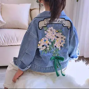 TERBARU!!!Original Jaket Jeans Anak Perempuan Bordir Kembang untuk usia 5 - 11 Tahun