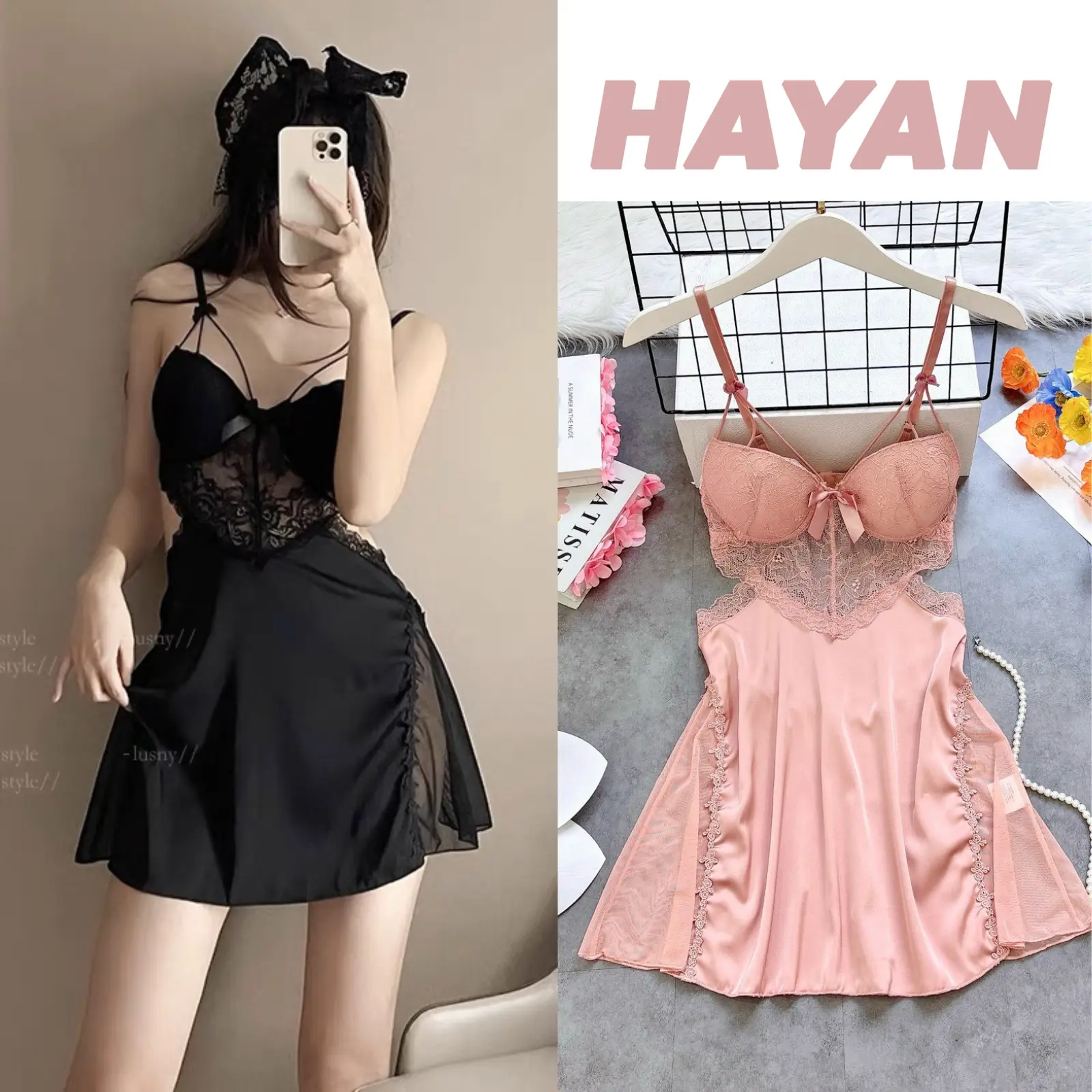 HT181 Váy ngủ sexy phối ren triết eo có GỌNG kèm ĐỆM LÓT, đồ ngủ lụa hở lưng gợi cảm HT181