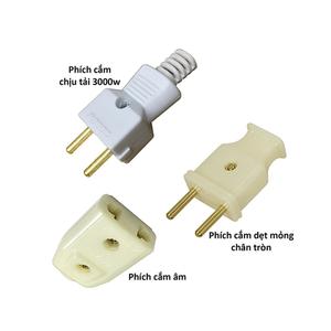 Phích cắm điện chịu tải, Phích cắm dương - chất liệu nhựa ABS - chân đồng loại chống bể vỡ