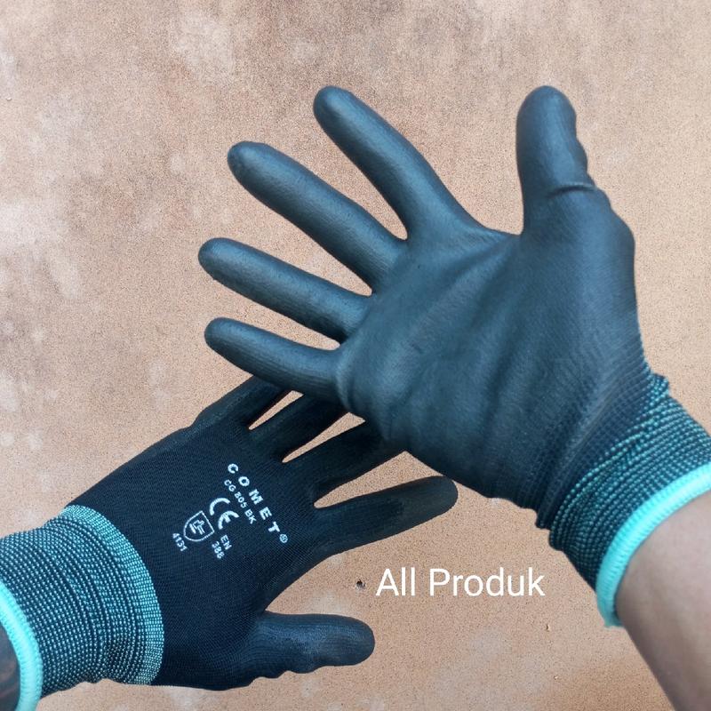 GROSIR 12 Pasang sarung tangan comet hitam safety kerja berkendara palmfitpu glove Karet 8