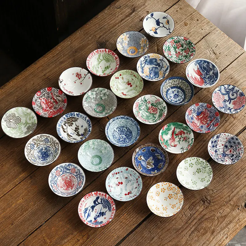 Double Color Blue and White Porcelain Bamboo-Hat Type Cup Tea Cup Porcelain Kung Fu Tea Set Master Cup Japanese Tea Cup Single Cup Tea Appreciation Cup Tea Bowl Mug Tumblers