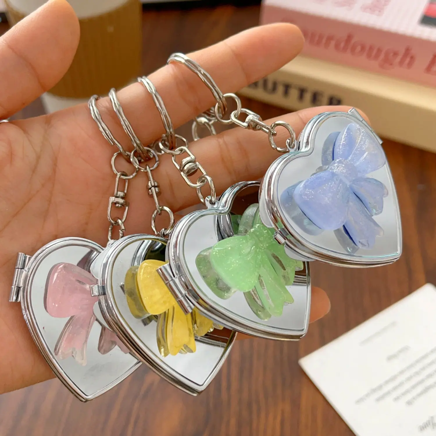 Mirror Back Keychains Double Sided Love Mirror Keychain Y2k Bag Pendant Trendy Decor Gifts ...