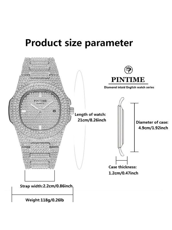 Women's Elegant Rhinestone Decorated Analog Quartz Watch, Fashionable Luxury Round Dial Calendar Watch for Women & Girls, with Box 4