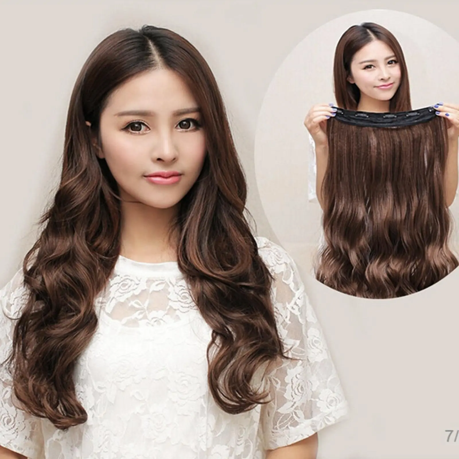 Dark Brown Large Wave Fashionable Temperament Wig Curly Hair Brown Hair Hair, Human Patches, F6U6