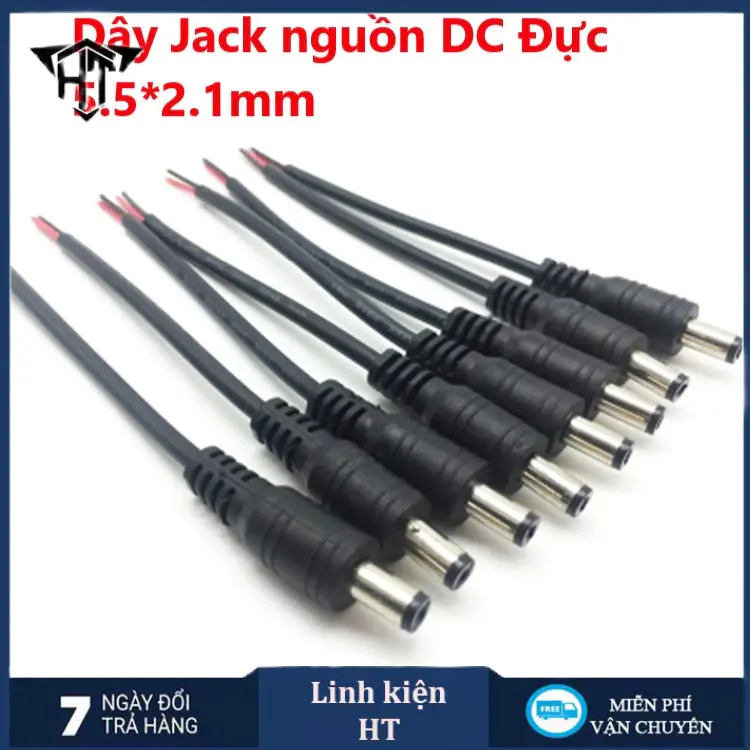 Jack nguồn DC Đực, Cái 5.5*2.1mm có dây dùng cho camera - Lõi dây đồng nguyên chất Hàng Xịn màu đen