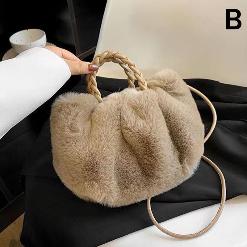 Product Introduction of Túi Lông Giả, Hàng Mới Về, Túi Nhồi Bông Thiết Kế Bí Ngô Dễ Thương, Túi Tote Mây Mềm, Túi Đeo Chéo, Thích Hợp Cho Mùa Thu Và Mùa Đông, Phong Cách E7E4 23