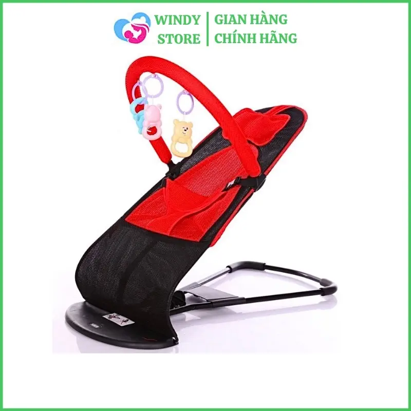 Ghế rung nhún, nôi rung bập bênh cho trẻ sơ sinh từ 1 tháng tuổi, chất liệu vải lưới cotton thoáng mát rocking chair ghế lắc