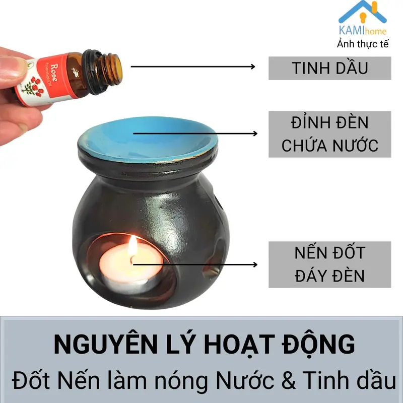 (Bảo hành bể vỡ) Đèn xông tinh dầu thơm đốt Nến (Nhiều Mẫu) khử mùi thơm phòng đuổi muỗi chất liệu gốm sứ Bát Tràng Việt Nam mã 25004 5
