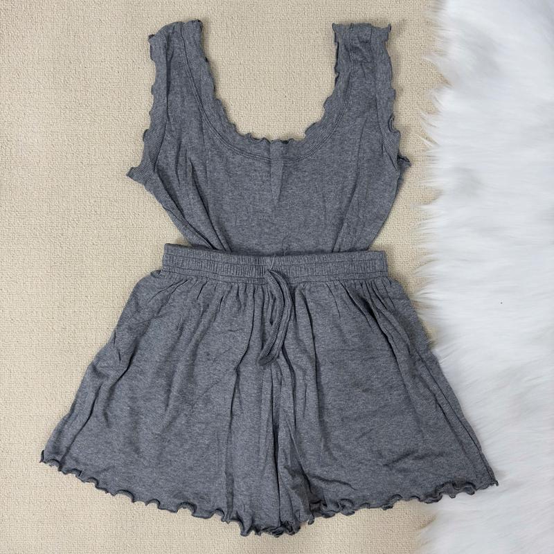 Set Bộ đồ ngủ nữ Áo ba lỗ Quần đùi Viền bèo thun tăm Cotton cực mát nhiều màu siu xinh - HM Bikini 4