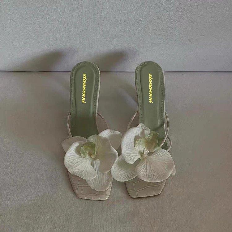 Women's heels stiletto Flower slip-on 5