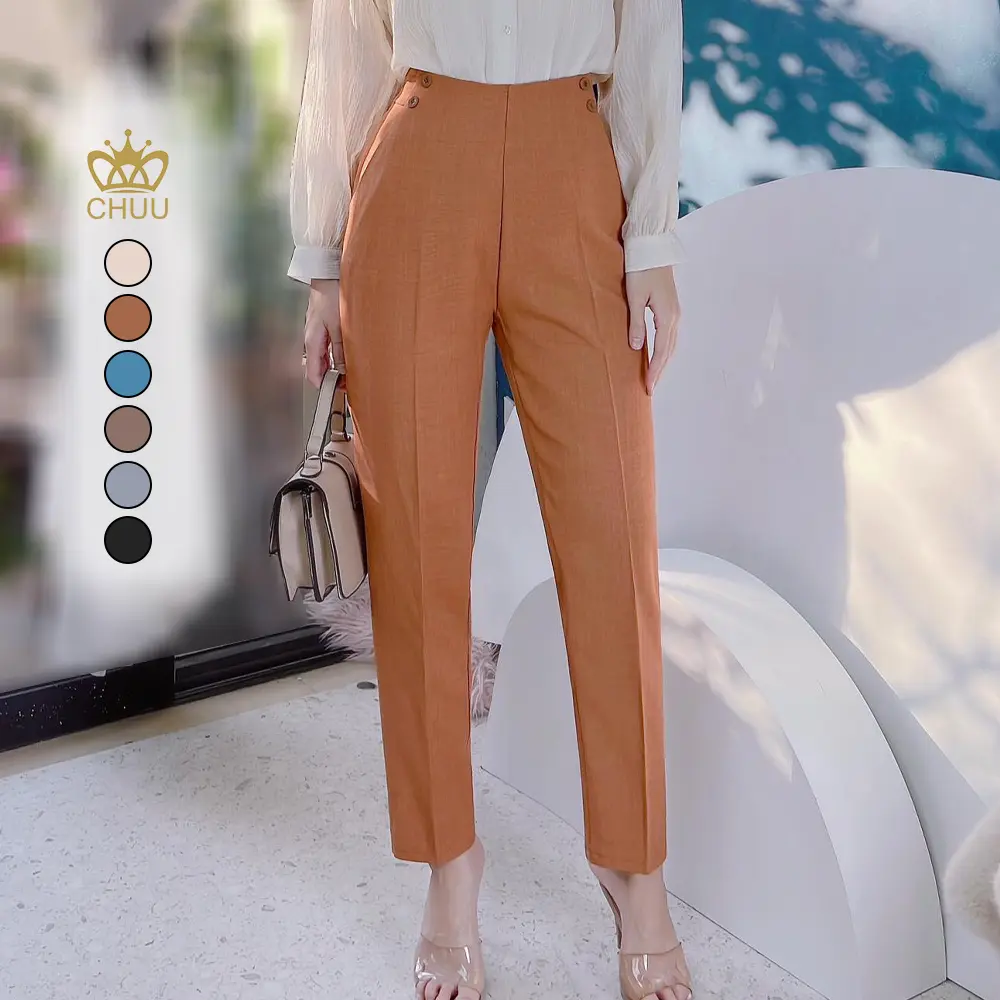 Quần tây nữ lưng cao kiểu baggy đính 4 nút tôn dáng CHUU Q8002 Pants