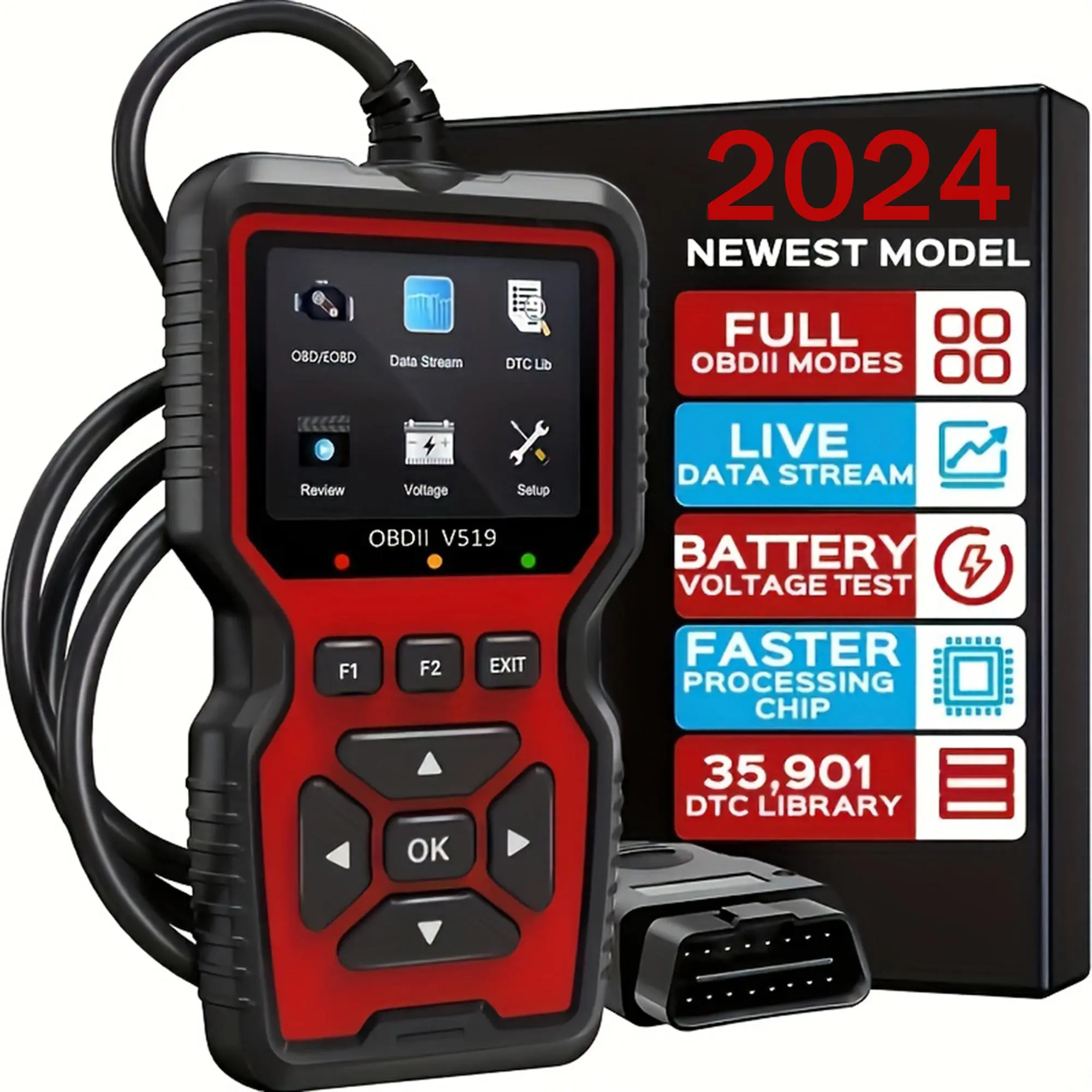 OBD2 Scanner, Live Data Professional Mechanic OBDII Diagnostic Code Reader Tool, Car Diagnostic Tool for Check Engine Light, Men Gifts, Vehicle