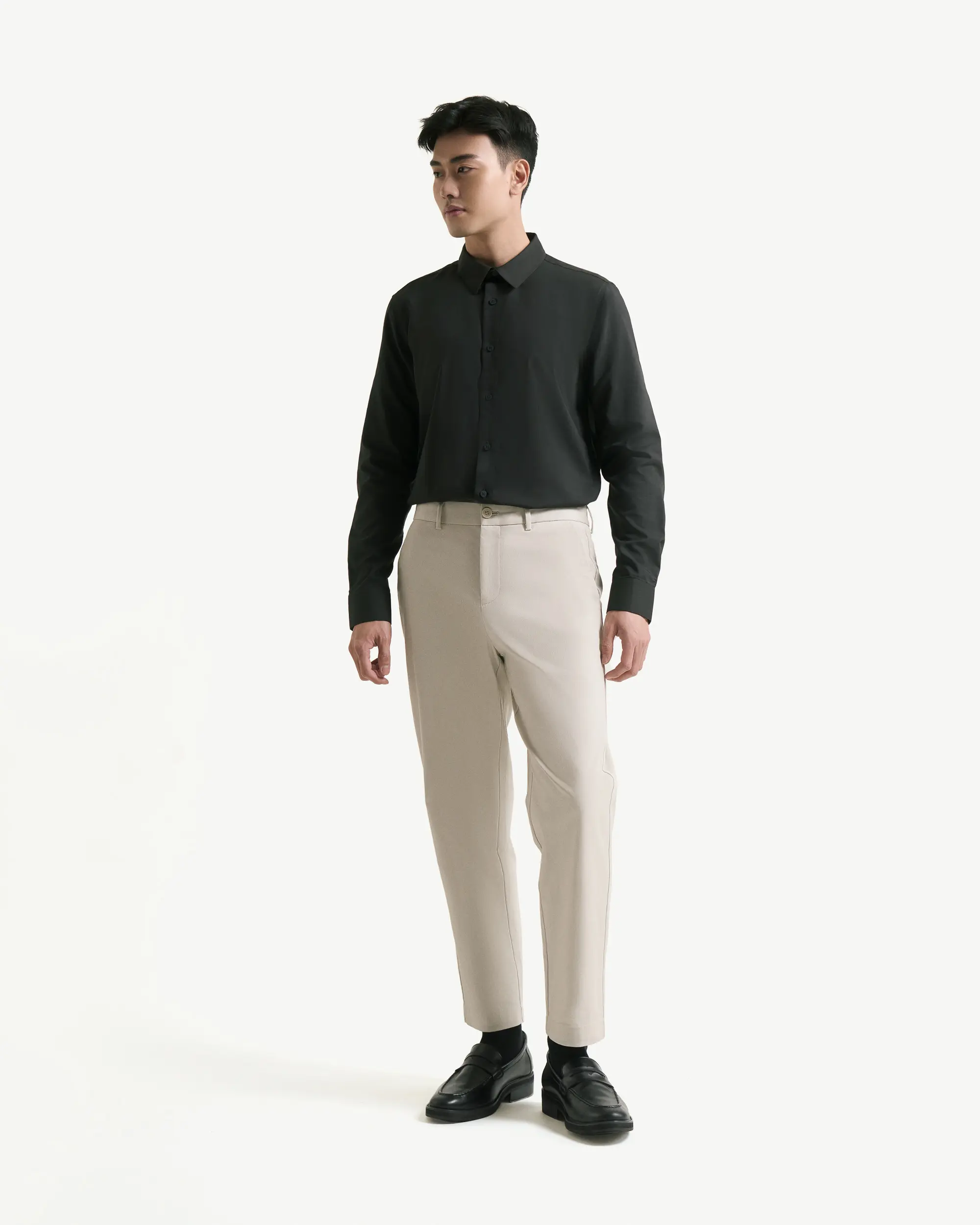 Quần Kaki Nam Cotton Trơn Form Slim Crop - Routine 10F24PCA034