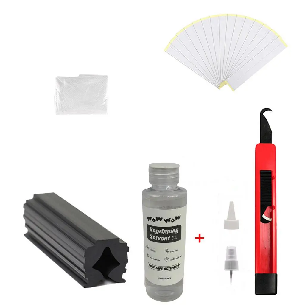 Golf Grip Kits for Regripping Golf Clubs, 1 Set Hook Blade & Grip Tape Strips & Gloves & Rubber Vise Clamp & Grip Solvent, Professional Golf Club Grip Kit