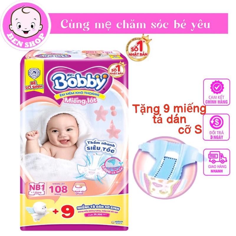 Miếng Lót Newborn 108 Miếng TẶNG 9 Tả Dán Cỡ S Bobby - Miếng Lót Dành Cho Trẻ Sơ Sinh