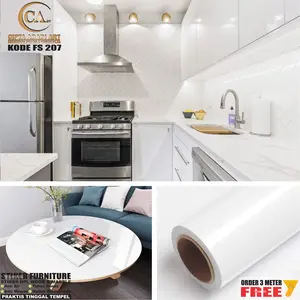 Wallpaper Stiker Meja Lemari Dapur Putih Glossy Lebar 122 cm