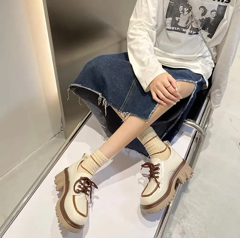 AVANCEID 1837 Heels Sepatu Sneakers Docmart Kerja Wanita Hitam Karet Shoes 2