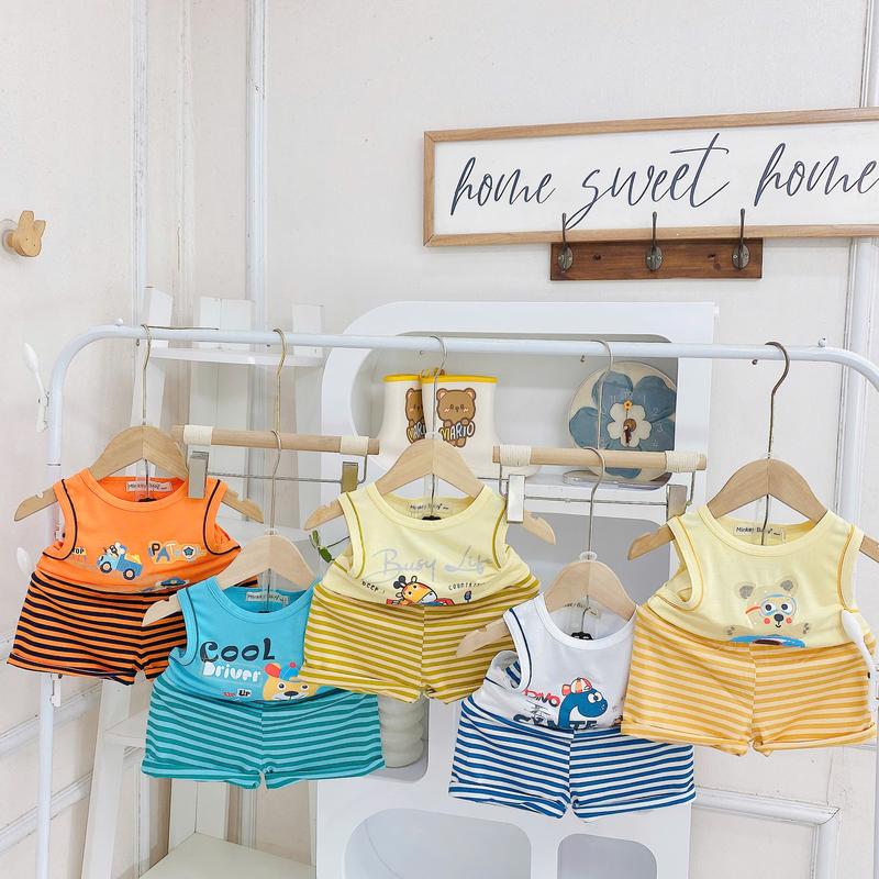 [Shin Kids] (6-24kg) Bộ Ba Lỗ-Đồ Sát Nách Quần Sọc Phối Áo Chất Thun Lạnh In Hoạt Hình Dành Cho Bé.Đồ Bộ cho Bé,Đồ ngủ cho bé, đồ mặc nhà cho bé.