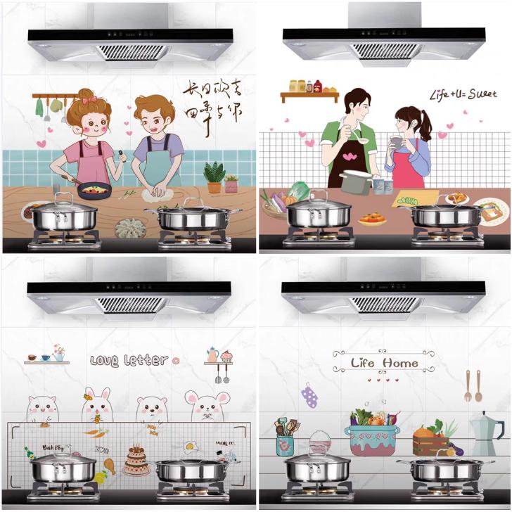 Tranh dán bếp chống dầu mỡ 60x90cm chịu nhiệt, giấy decal trang trí Decor Phòng bếp nhiều mẫu 1