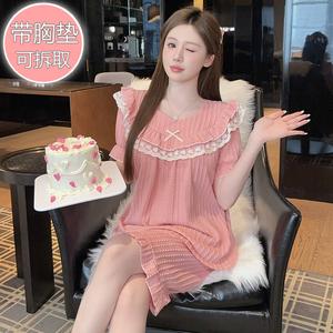 Set Pakaian Tidur, Saiz Besar 200lbs, Jacquard Bunga, Seluar Pendek Penyejuk, Pelapik Dada Sokongan, Pakaian Tidur Musim Panas Serba guna, Sesuai untuk Pakaian Rumah dan Percutian