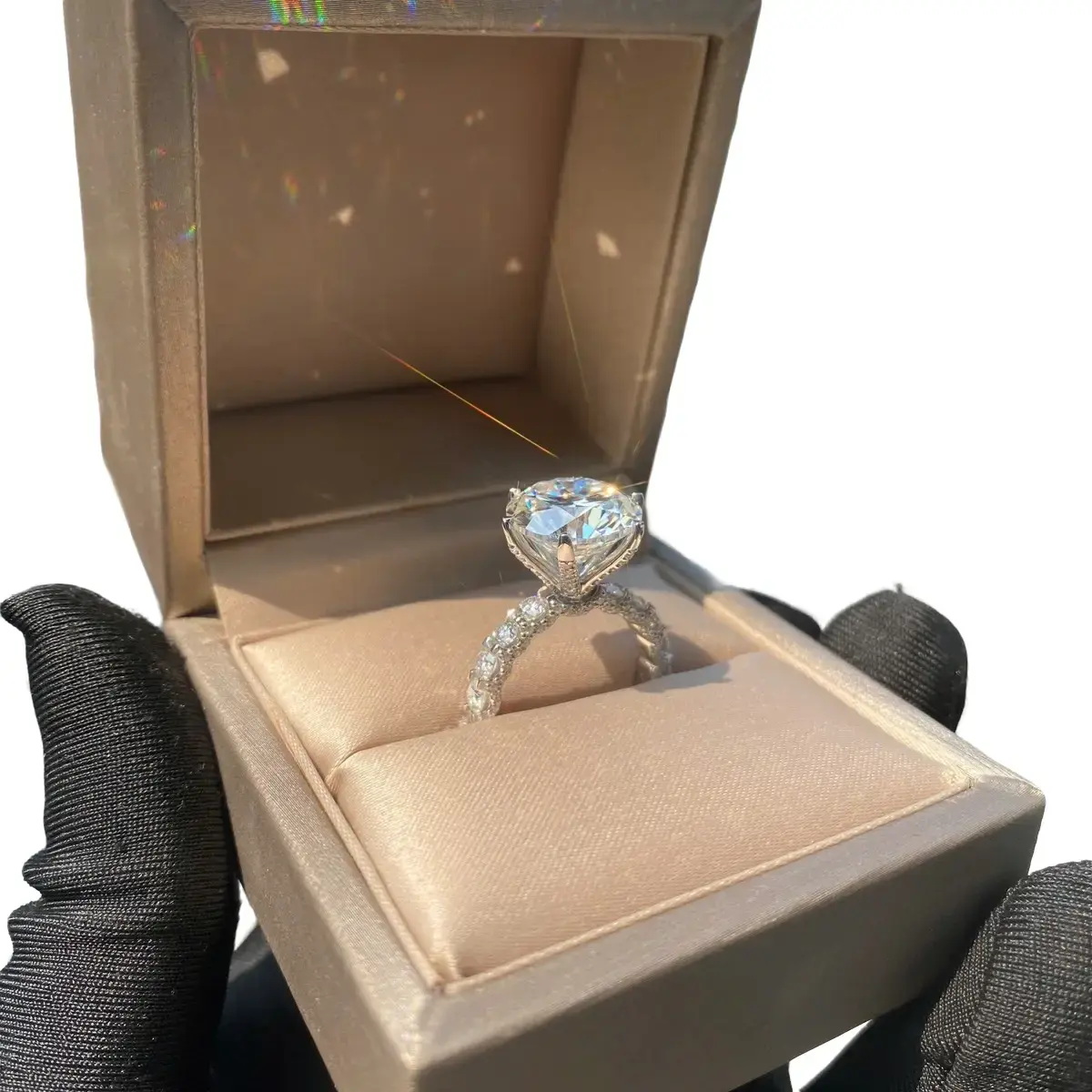 Nhẫn nữ bạc ý 925 đính full moissanite chủ 12 li xi vàng trắng 18k - mã N81