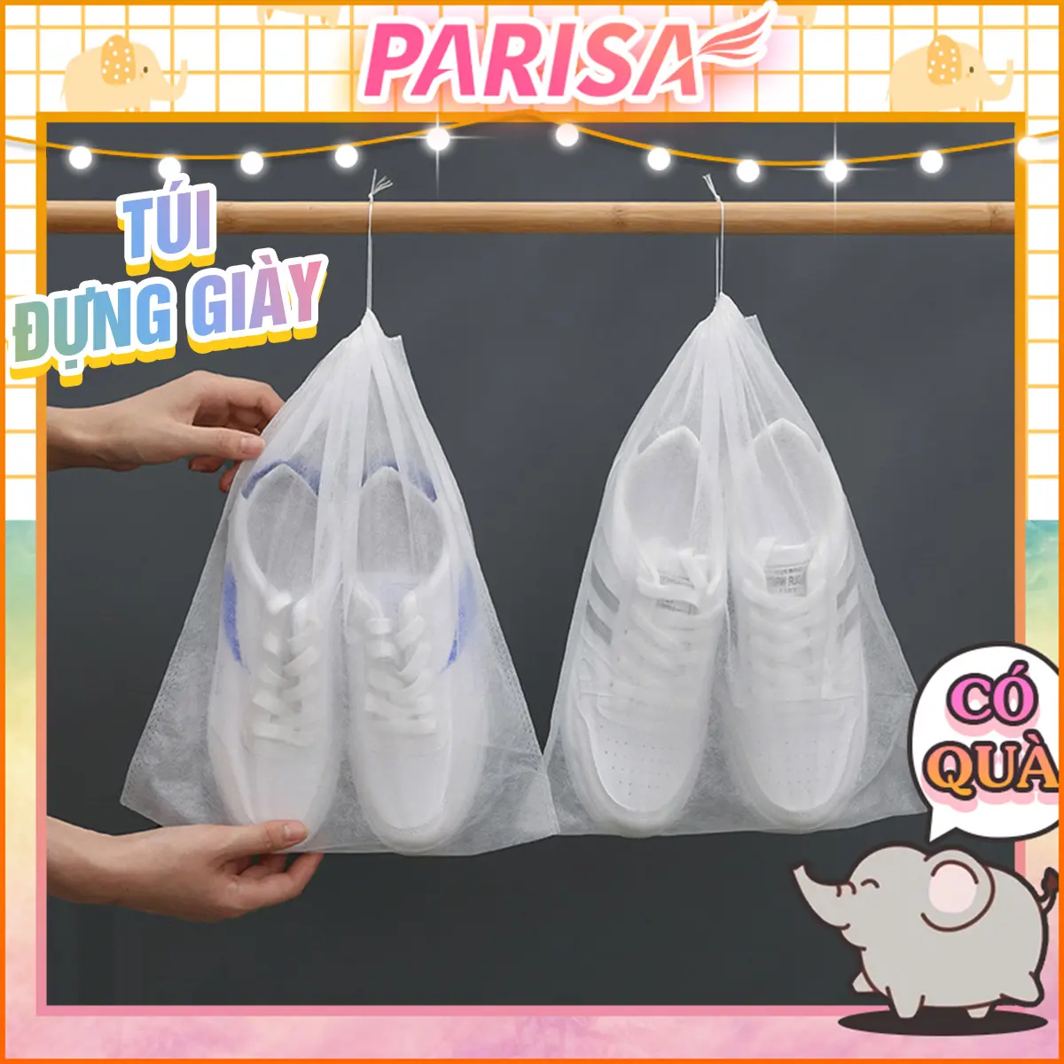 Túi Đựng Giày, Dép Dây Rút Chống Ố Vàng Bụi Bẩn 2600 - PARISA