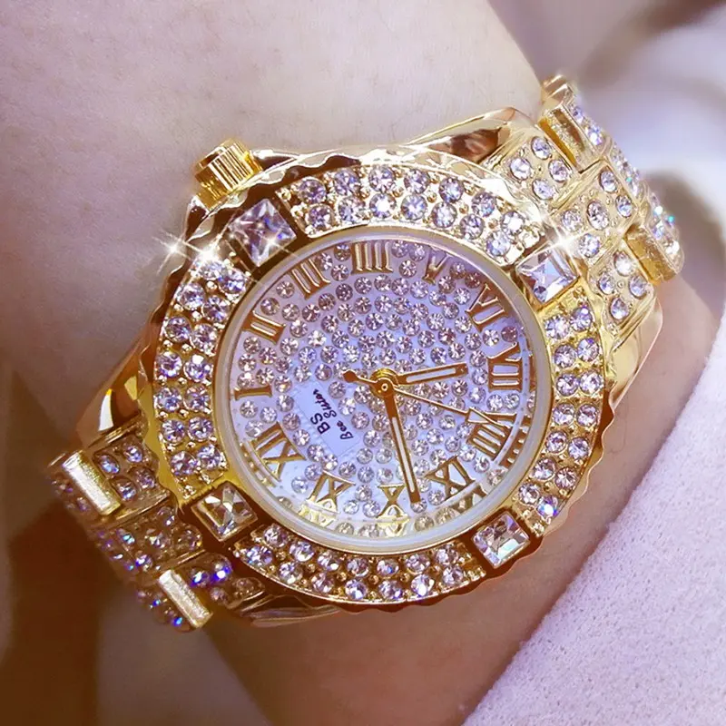 Zihang - Jam tangan Kuarza Analog untuk wanita, dail keluli tahan karat, Skala Rom Berlian Buatan Penuh , Jalur Keluli , Gypsophila Jam Tangan Wanita women watch