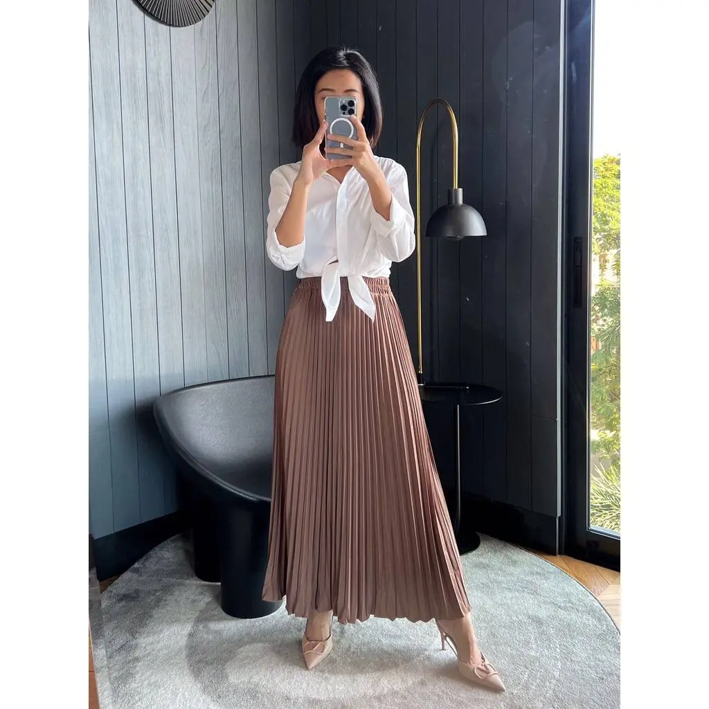 Rok Plisket Mayung / Rok Plisket / Plisket Premium / Pleated Skirt / rok kerja Wanita Panjang Casual Hitam Pendek Serut