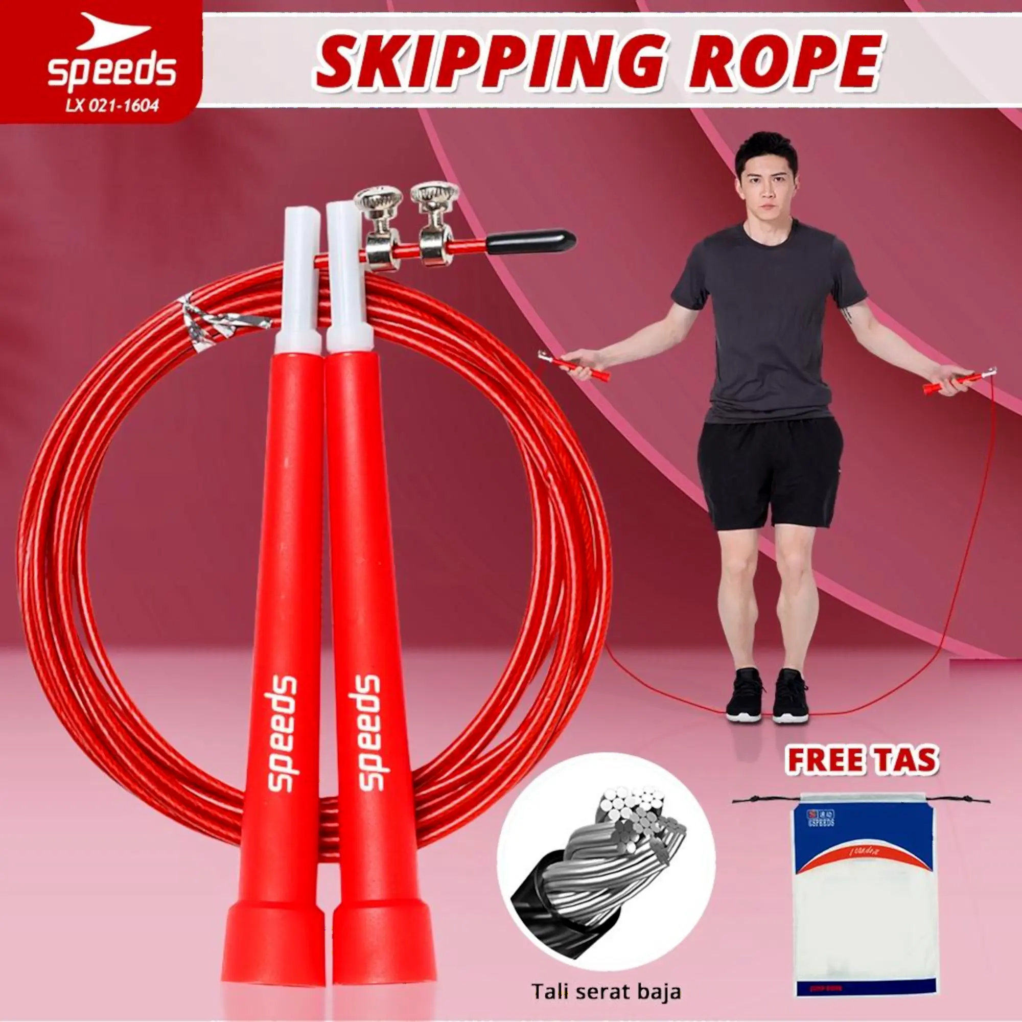 Skipping Skiping Lompat Tali Loncat Jump Rope Alat Olahraga beban Portable Outdoor 021-1604