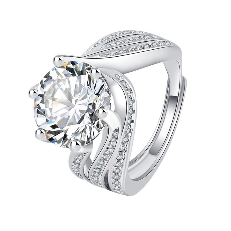 Product Introduction of 1pcs Zircon Finger Ring Silver Wedding Rings for Women Men Engagement Gifts 6