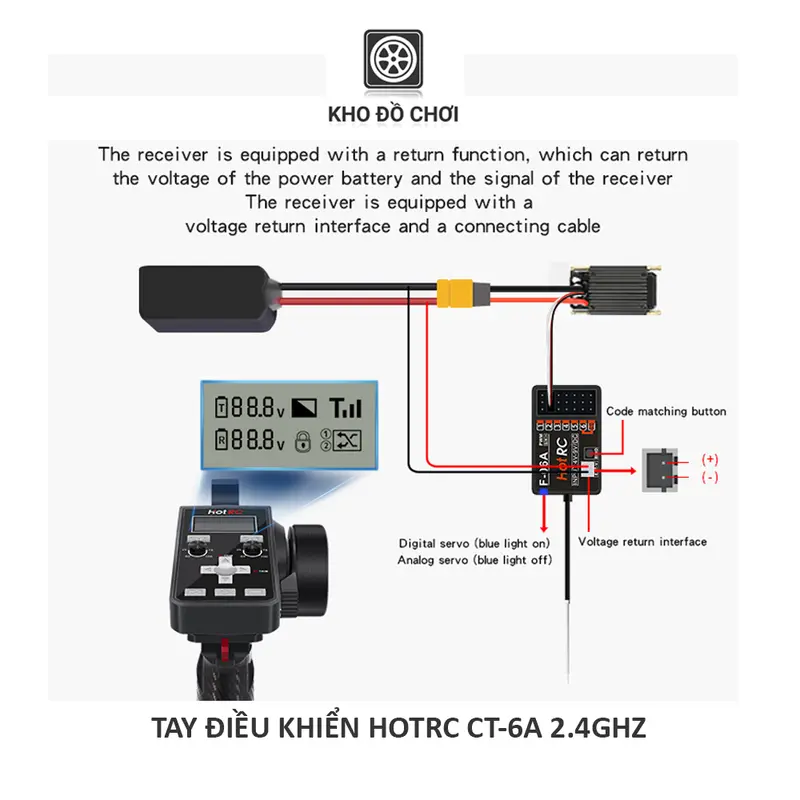 Tay điều khiển HotRC CT6A 2.4Ghz (6 Kênh) 5