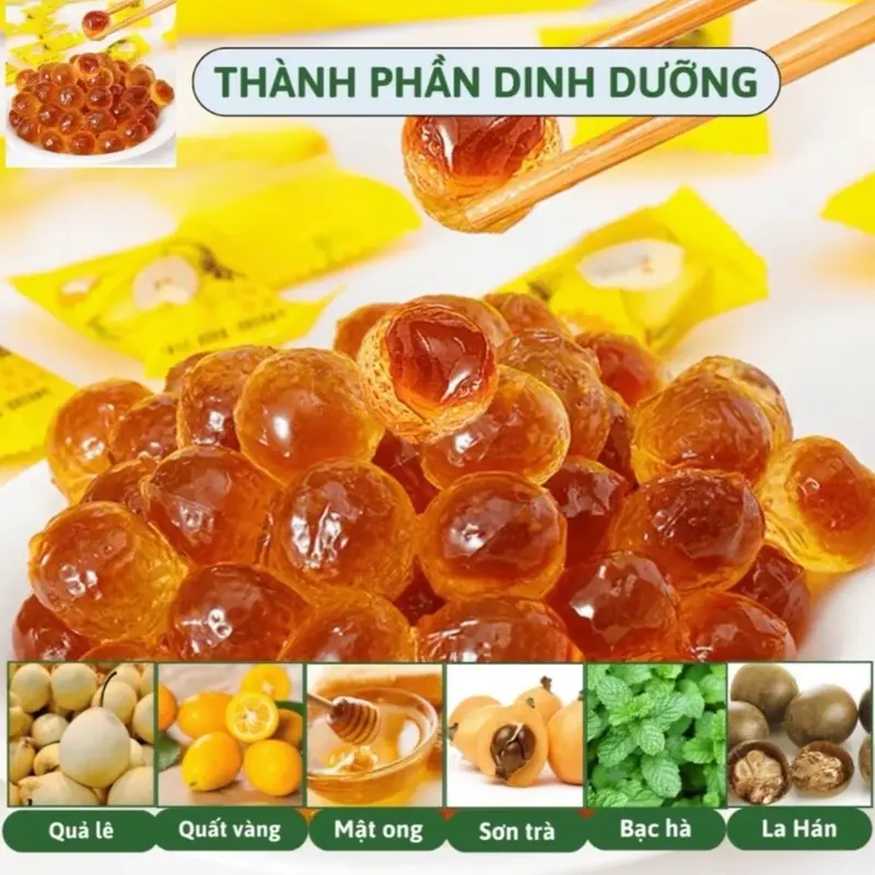 Kẹo Lê An Phế Mật Ong Thanh Nhiệt Tiêu Đờm Mềm Dẻo Thơm Ngon 1