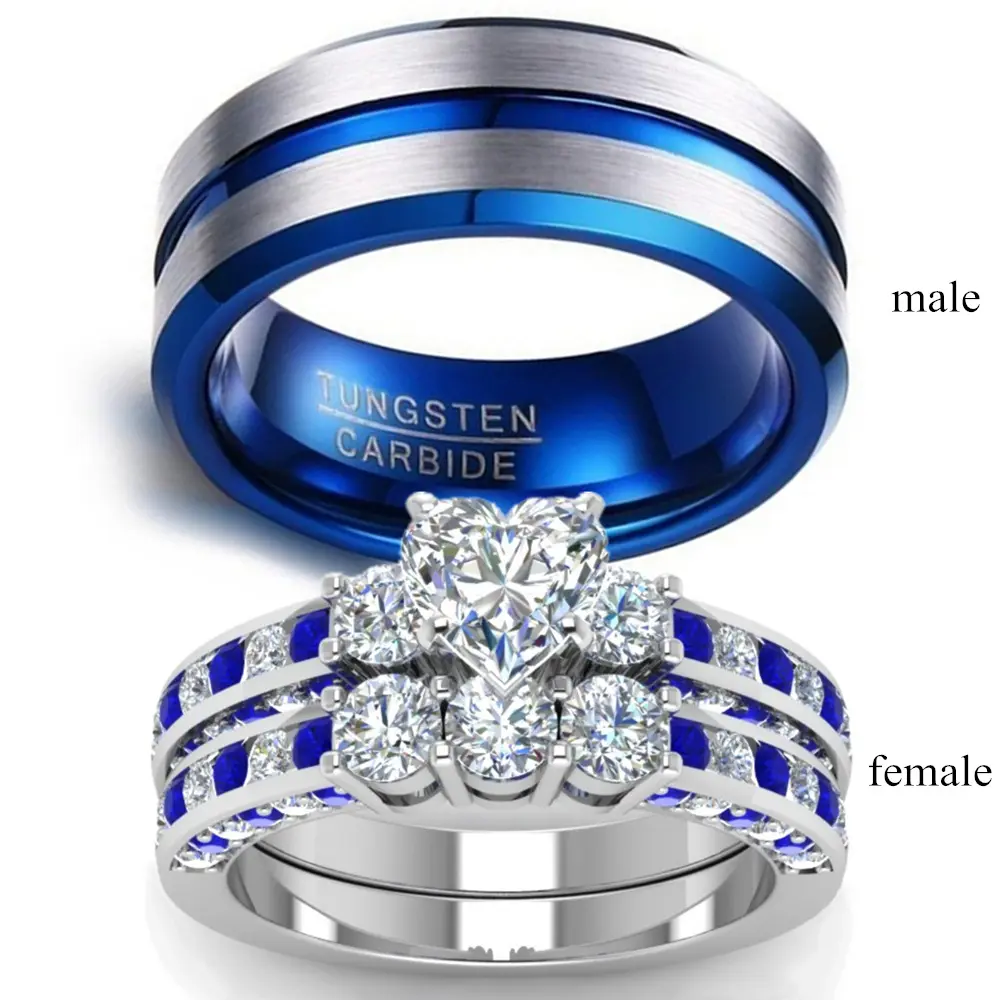 Nhẫn Đôi, Phong Cách Sang Trọng Cổ Điển, Trang Sức Đính Hôn, Thời Trang, Dành Cho Nam Và Nữ, Nhẫn Thép Không Gỉ, Nhẫn Hình Trái Tim, 1 Cái