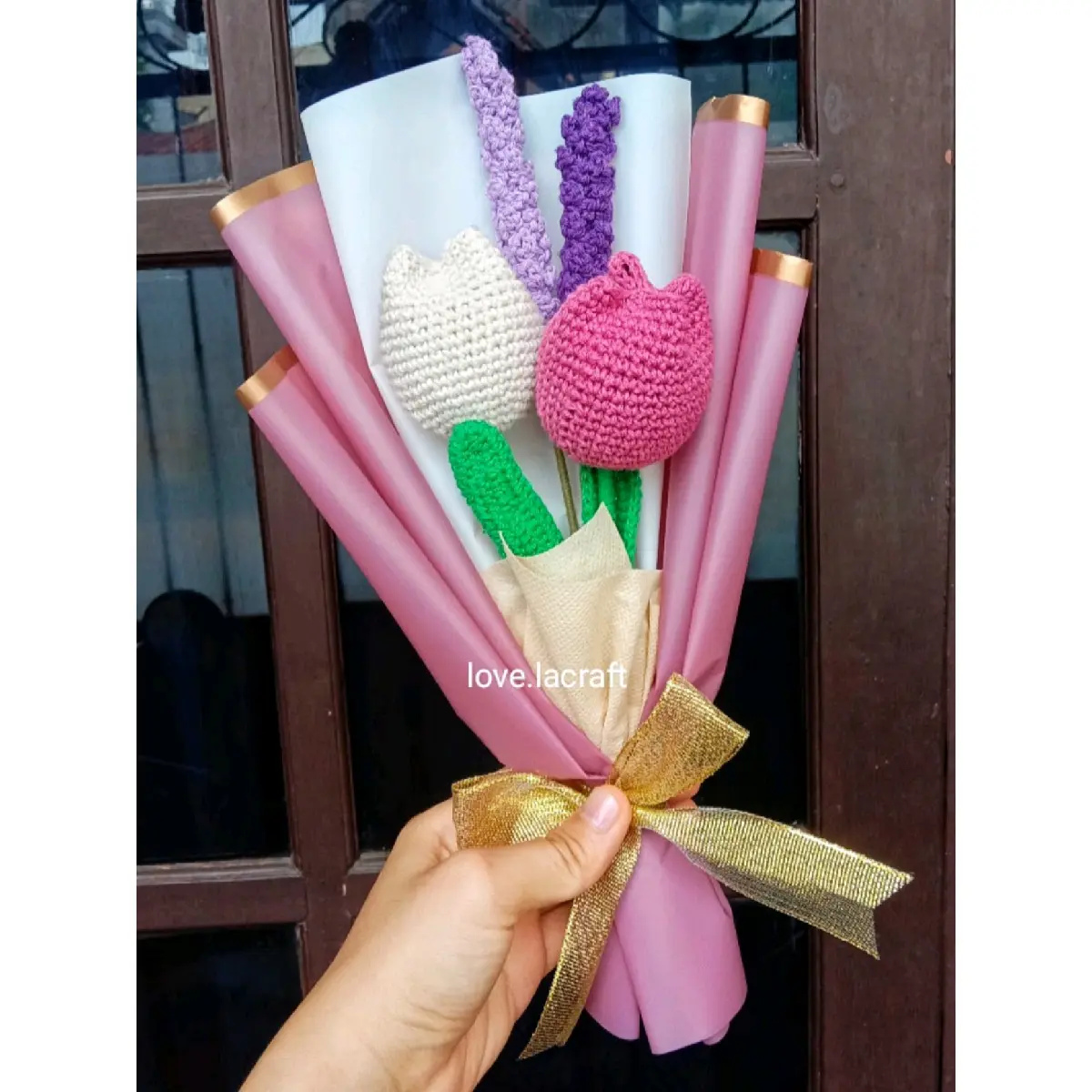 Custom Buket Bunga Rajut 4 Tangkai | Crochet Flower Bouquet