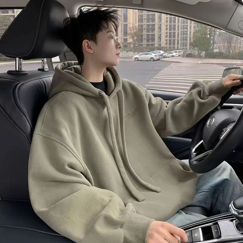 Áo Len Có Mũ Cho Nam, Áo Hoodie Phong Cách Mỹ G Nặng Và Cứng, Hợp Thời Trang, Rộng Rãi, Pu, Đẹp Trai, Mùa Xuân Và Mùa Thu