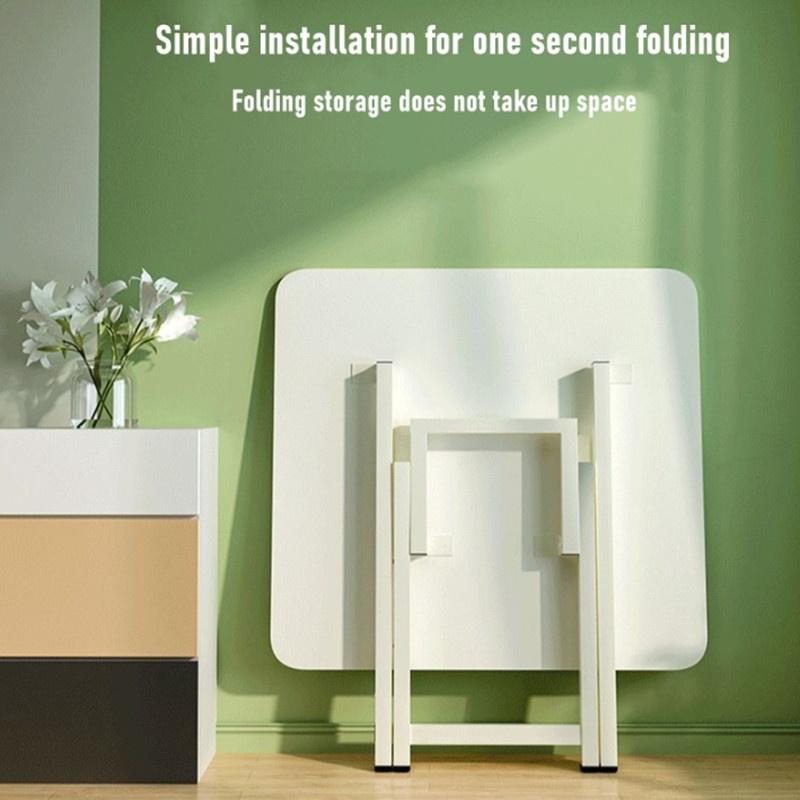 XiaoZhou-Foldable Dining Table - Warm White, 70x70x72cm, Artificial Plate, 25kg Load 5