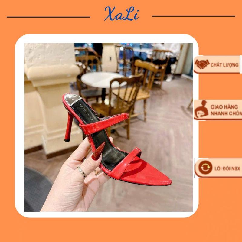  Guốc Nữ Mũi Nhọn XALI Da Bóng Đế Êm Gót Nhọn Cao 9cm Hai Quai Da Bóng Màu Đỏ Trắng Đen  HN163  - GMN9p DéP GiàY Shoes 