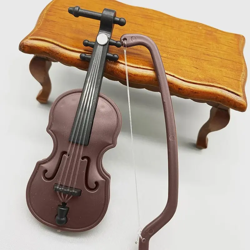 Miniature Violin with Bow, Mini Musical Instrument for Decoration and Collectors, Music Accessories for Home Decor 6